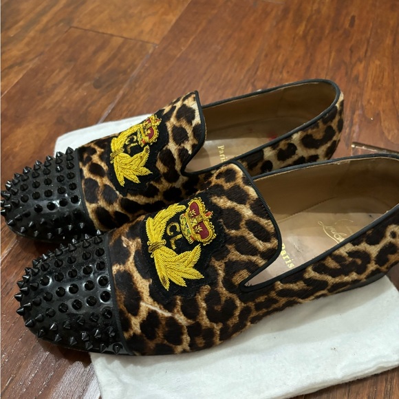 Christian Louboutin Harvanana Flat Patent/Leopard Animal Print With Shoe Bag